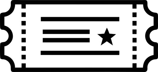 Movie Ticket Linear Icon Vector Illustration