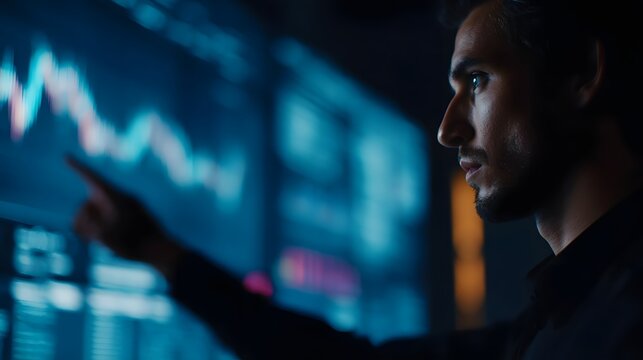 Tech savvy investor rebalancing portfolio on futuristic trading interface