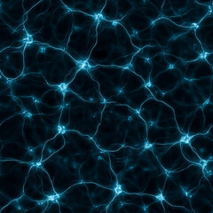 Neural network pattern of synapses, luminous synaptic cleft, nanoscale, mosaic