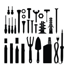 set of tools silhouettes