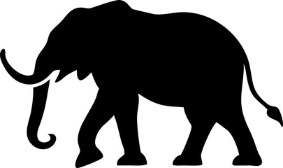 Vector illustration of a walking wild elephant silhouette, a large mammal icon for nature and safari designs