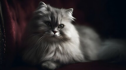 Elegant Persian cat sitting on a luxurious velvet chair
