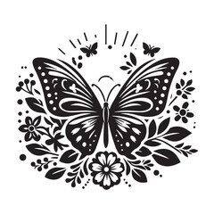 butterfly vector logo in flower garden