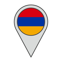 Vector illustration of a geolocation tag colored with the flag of Armenia