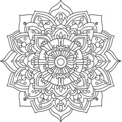 Fototapeta premium Simple line art mandala coloring page for children easy to color