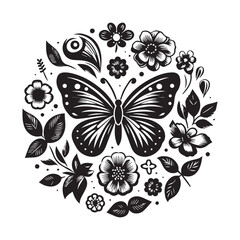 butterfly vector logo in flower garden