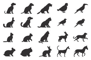 Minimalist black animal silhouettes collection for pet lovers