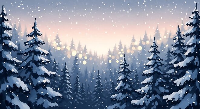 Winter forest snowy landscape