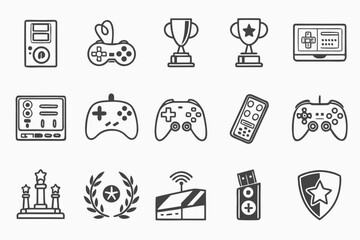 Collection of 25 unique gaming icons for digital platforms and applications