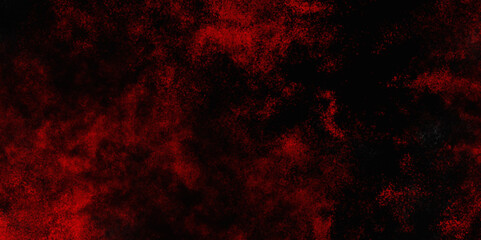 Red color powder explosion isolated on black background. Colorful dust explode. Paint Holi, dust particles splash. Network concept with spray. Futuristic technology element. 3D rendering.