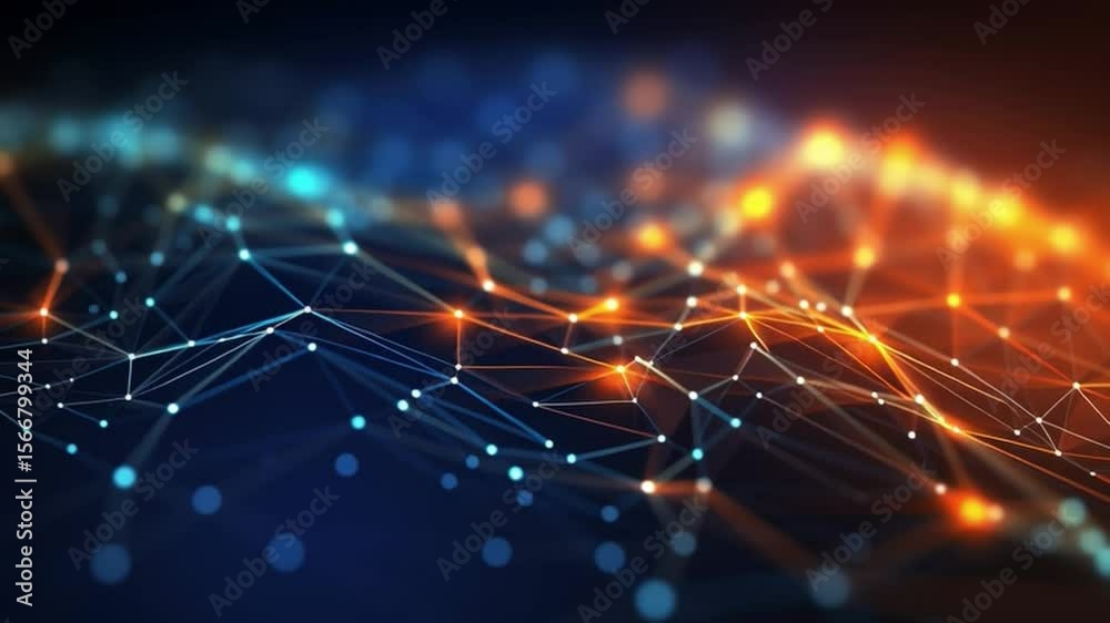 Aufkleber Digital Network: A vibrant depiction of an interconnected digital network, where lines of light weave across a gradient canvas, symbolizing the boundless potential of technology and data. 