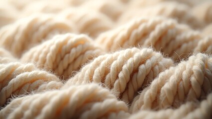 Ultra High-Resolution Wool Yarn Texture Illustration – Cream Brown Beige Fibers with Intricate Weave on Neutral Background