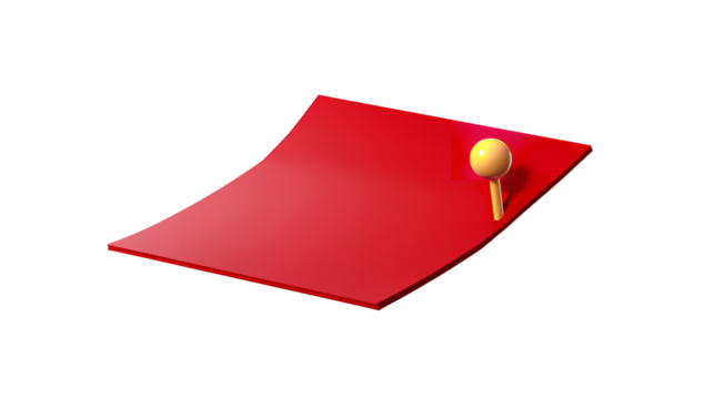 A bold red notice pinned with a shiny yellow pushpin symbolizing urgency and focus for on transparent background