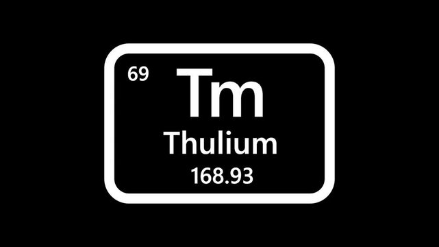 Thulium element icon, Periodic table element Thulium icon. Element of the periodic table of the Mendeleev system icon animation.