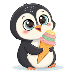 penguin with ice cream