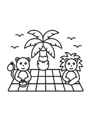 Tree Party With Jungle Animals Outline