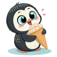 penguin with ice cream