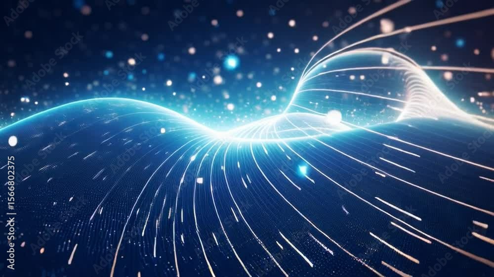 Aufkleber Digital Flow: An abstract representation of data streams and connectivity. The image showcases lines of light cascading through space