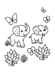 Baby Elephant Marching In Parade Outline