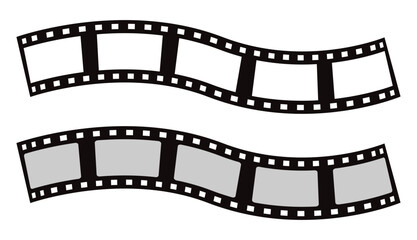 Fototapeta premium Retro Film Strip Icon Set – Vector Illustrations of Movie Tape, Cinema Reel, and Filmstrip Frames on Transparent Background.