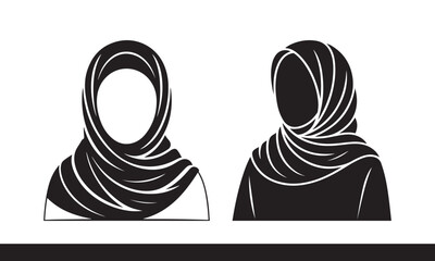 Islamic Hijab Silhouette &ndash; Modest Headscarf Black Vector Design