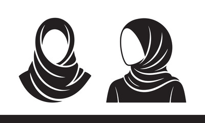 Islamic Hijab Silhouette &ndash; Modest Headscarf Black Vector Design