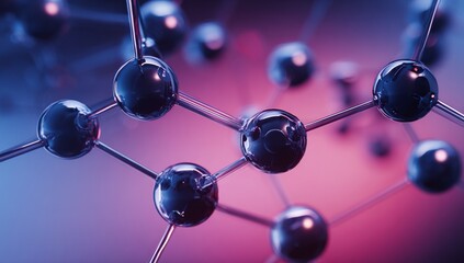 Molecular structure illustration A detailed view of interconnected spheres in a scientific background