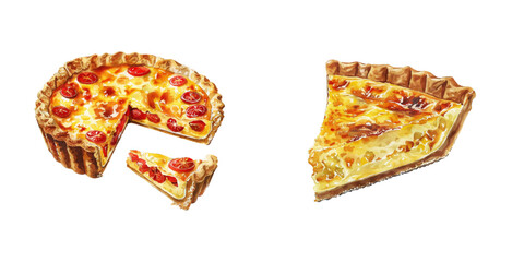 quiche lorraine watercolor vector illustration