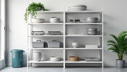 Versatile Adjustable Metal Shelving Unit Sleek White Design for Garage, Home Office, or Pantry Organization. Easy Assembly, Durable Construction for Efficient Storage Solutions.