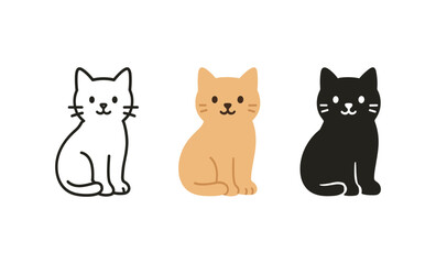 Obraz premium Minimalist cartoon cats in white, orange, and black silhouette styles