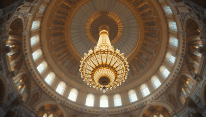 Obraz premium Grand Chandelier in a Majestic Dome Architectural Marvel