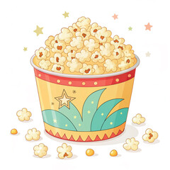 Seamless pop corn pattern. popcorn hand drawn 
