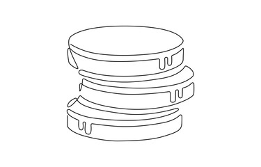 Single one line drawing pile of coin. Bank concept. Continuous line draw design graphic vector illustration., Coins money in simple linear style. Editable outline illustration.