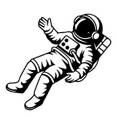 Fototapeta premium Minimal Astronaut Silhouette in Side View Style