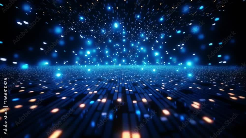 Poster Cyber Galaxy: A mesmerizing digital vista, rendered with a galaxy of luminous points. Captures the essence of innovation and data