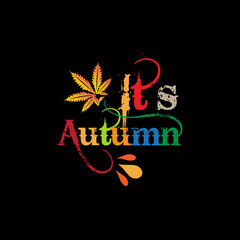 Autumn sale round banner. fall ad circle shape with liquid form at the center and text offer a sign—red, orange abstract leaves in simple flat paper cut style.
