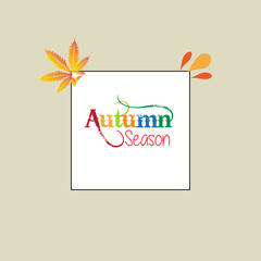 Autumn sale round banner. fall ad circle shape with liquid form at the center and text offer a sign—red, orange abstract leaves in simple flat paper cut style.
