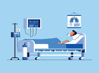 Fototapeta premium Hospital Patient in Bed Vector Illustration