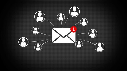 Email notification and network communication concept digital envelope icon with a red alert symbol represents incoming email 4k motion - Powered by Adobe