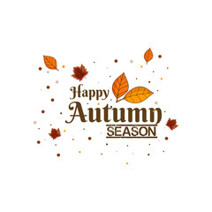 Autumn sale round banner. fall ad circle shape with liquid form at the center and text offer a sign—red, orange abstract leaves in simple flat paper cut style.
