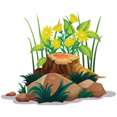 Obraz premium flowers , home flowers , with wood and grass flowers