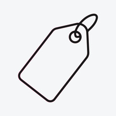 Simple black outline of a sale tag with a hole and loop on a light gray background