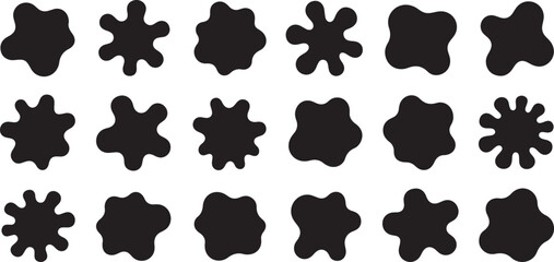 Fototapeta premium Eighteen Black Irregular Shaped Vector Silhouettes Organic Blob Forms Abstract Design Elements Set Graphic Design Resources