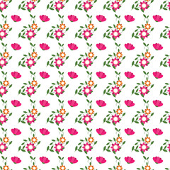 Seamless Floral Pattern with Colorful Flowers on White Background