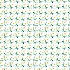 Elegant Floral Pattern With Yellow Flowers and Green Leaves Design