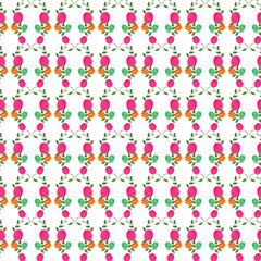 Seamless Floral Pattern Featuring Colorful Blooms and Leaves on a White Background