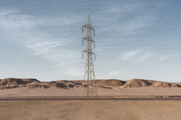 Highvoltage Grid Lines Across Deserts