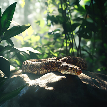 Peaceful tree python snake view from jungle high resolution picture