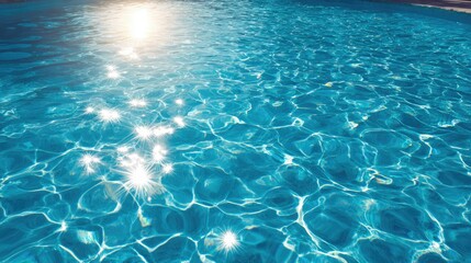 Sunlight reflecting on rippled turquoise pool water