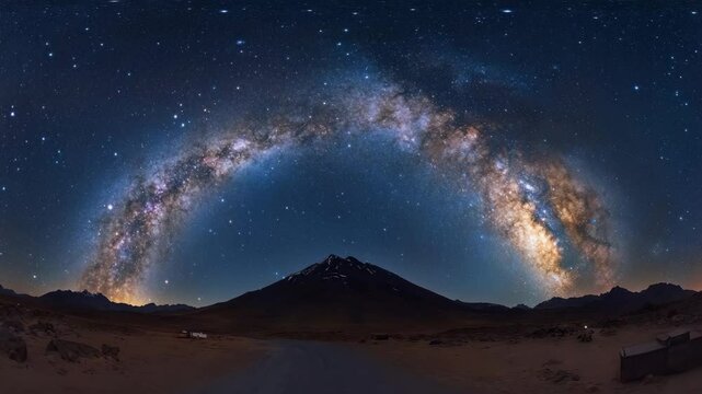 Stunning Panoramic View of the Milky Way Over Mountain Landscape at Night